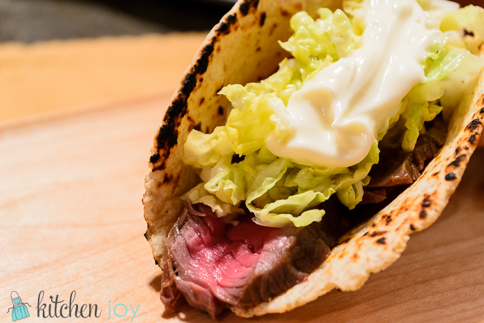 Sirloin Tacos With Quick Pickled Cabbage And Wasabi Mayo Kitchen Joy
