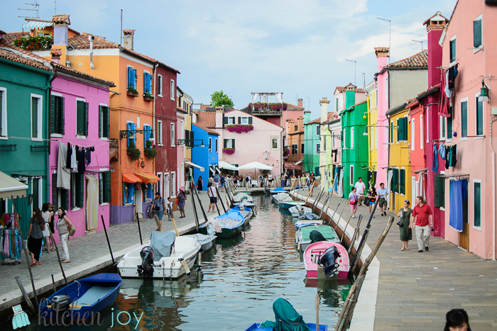 Colorful houses in Burano, Italy.