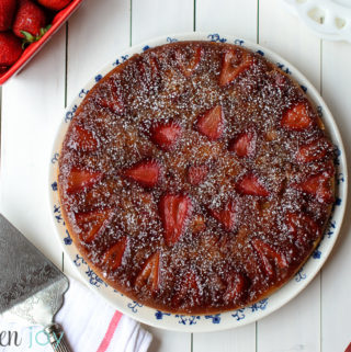 Strawberry Rhubarb Upside Down Cake - Kitchen Joy
