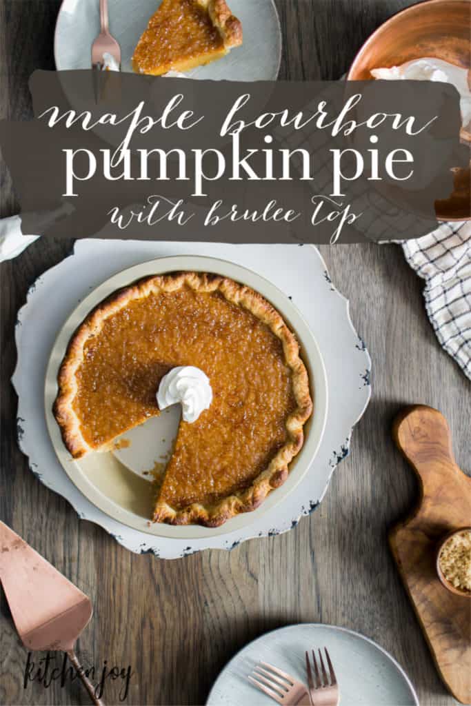 maple bourbon pumpkin pie with text