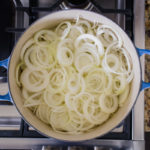 caramelizing onions in a pot, step by step progress photos