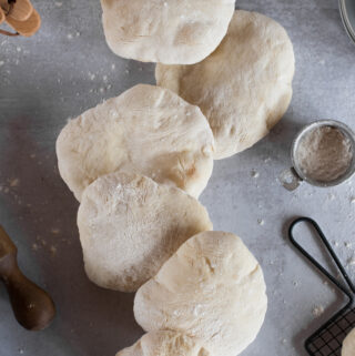 homemade pita bread puffed up with pockets